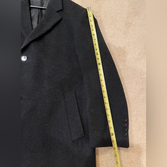 CALVIN KLEIN Men's Cashmere Wool Blend Overcoat 42 R *MINT* Charcoal Gray Coat - Picture 15 of 16